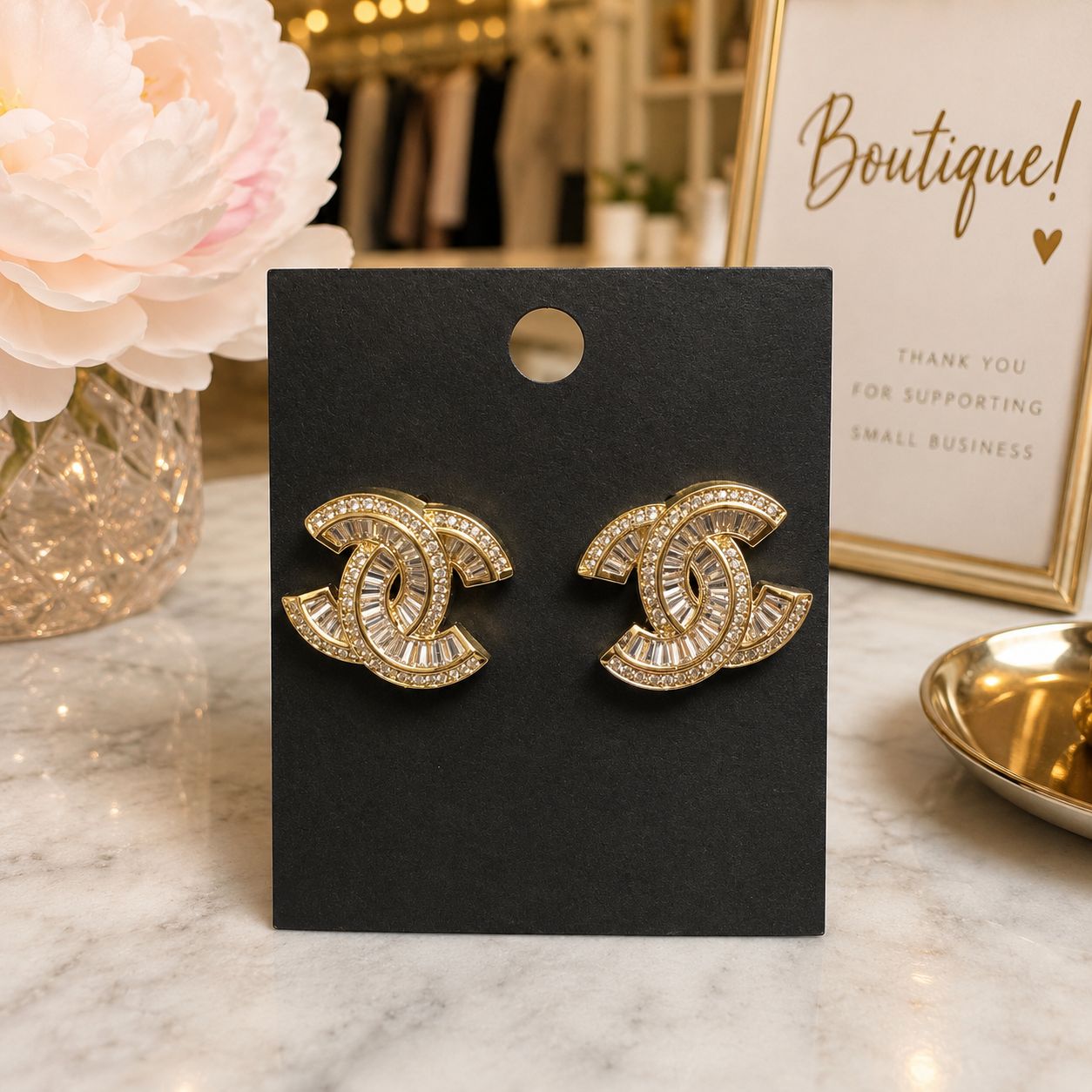 Designer Inspired baguette earrings