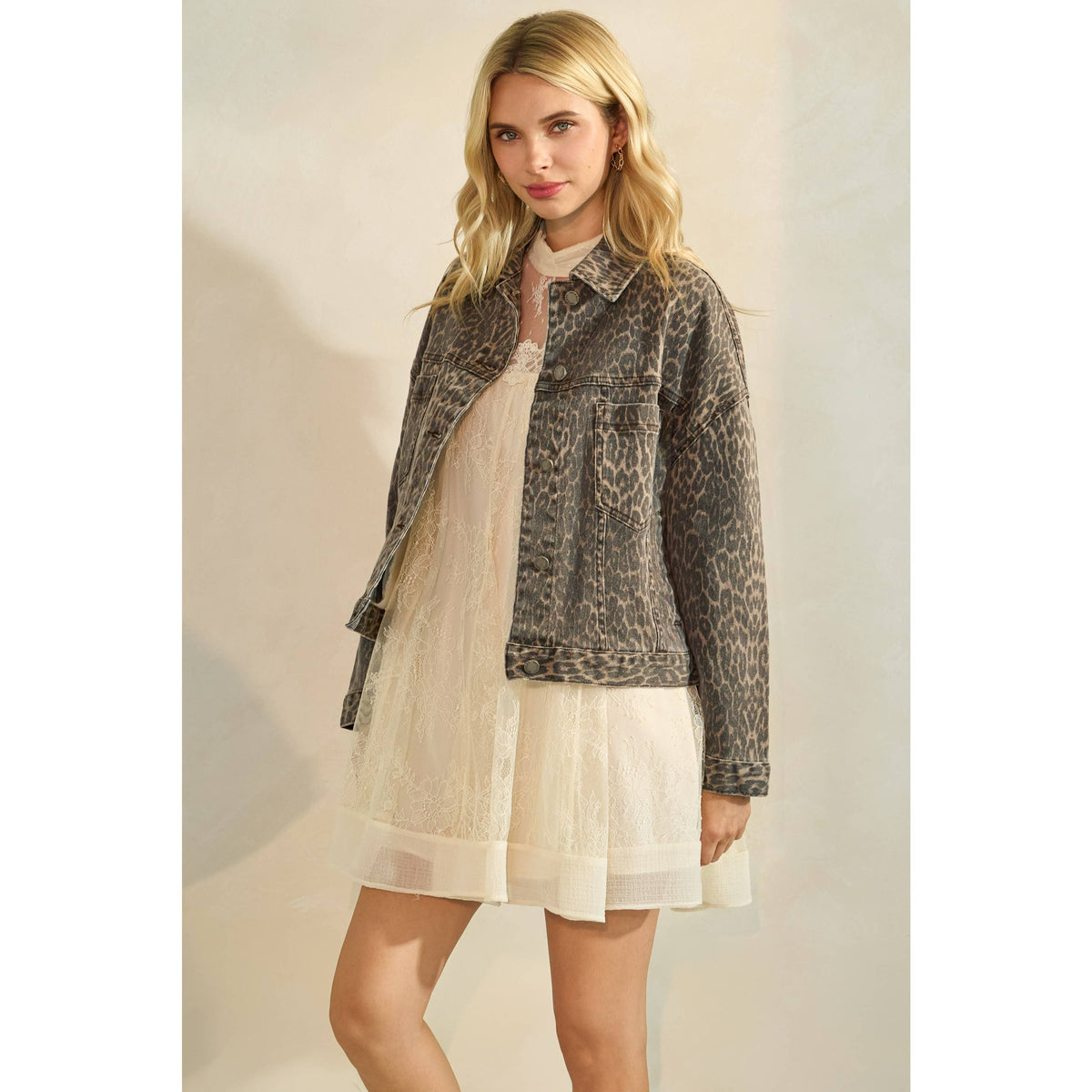 The Sarah Leopard Denim Jacket