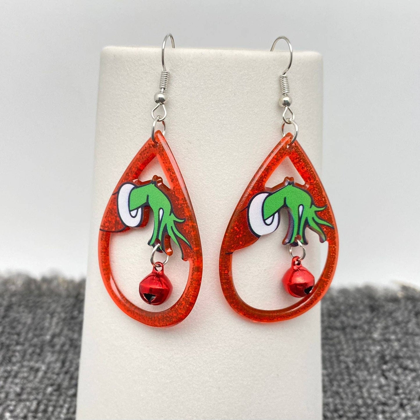Christmas Acrylic Red Drop Dangle Earrings