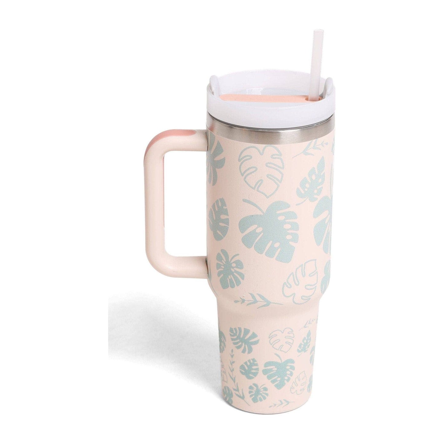 Tropical Leaves 40 Oz Tumbler With Handle