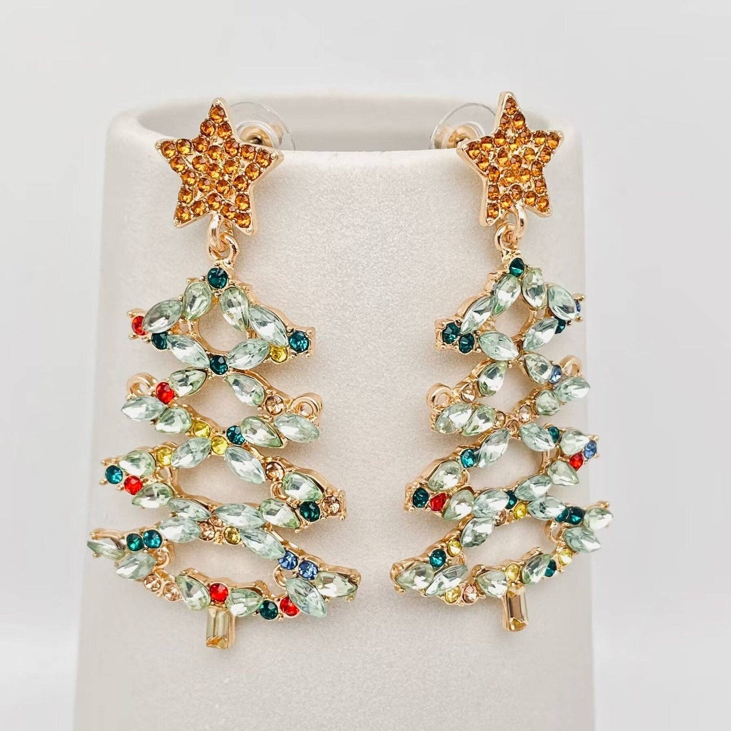 Christmas Tree  Rhinestone Star earring