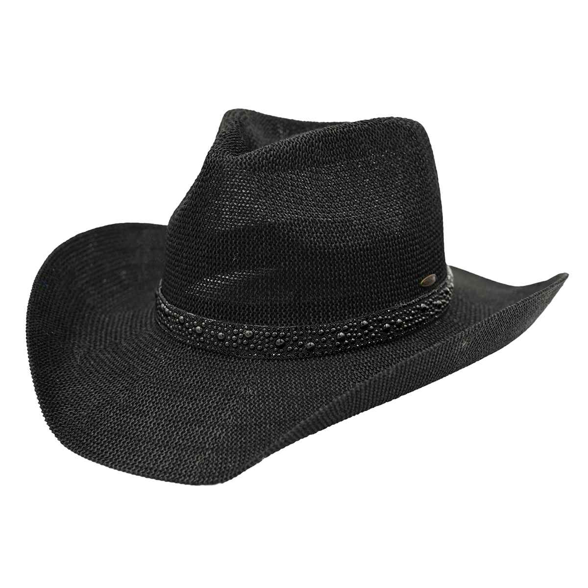 Cowgirl Hat w/Black Pearl & Rhinestone