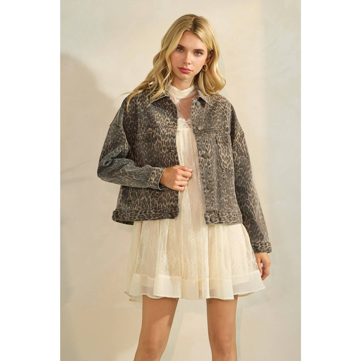 The Sarah Leopard Denim Jacket