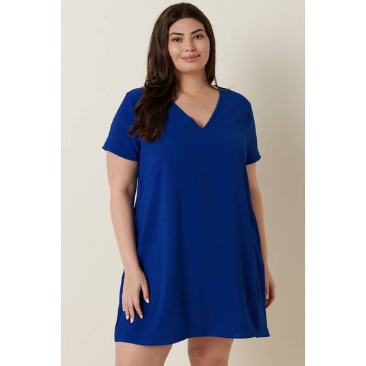 PLUS AIRFLOW SHORT SLEEVE SHIFT DRESS