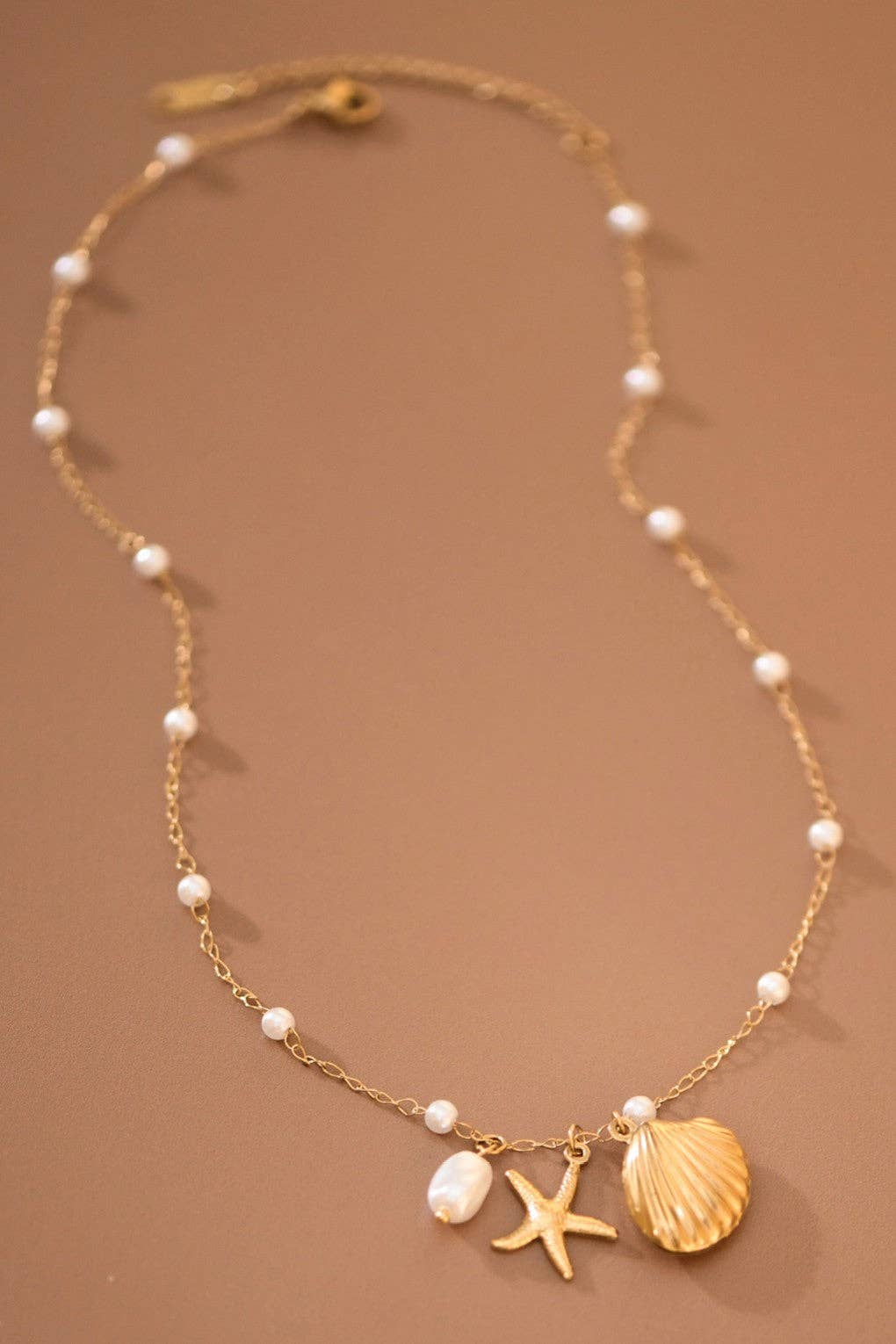 Beach Charm Necklace 18K Gold Plated Waterproof