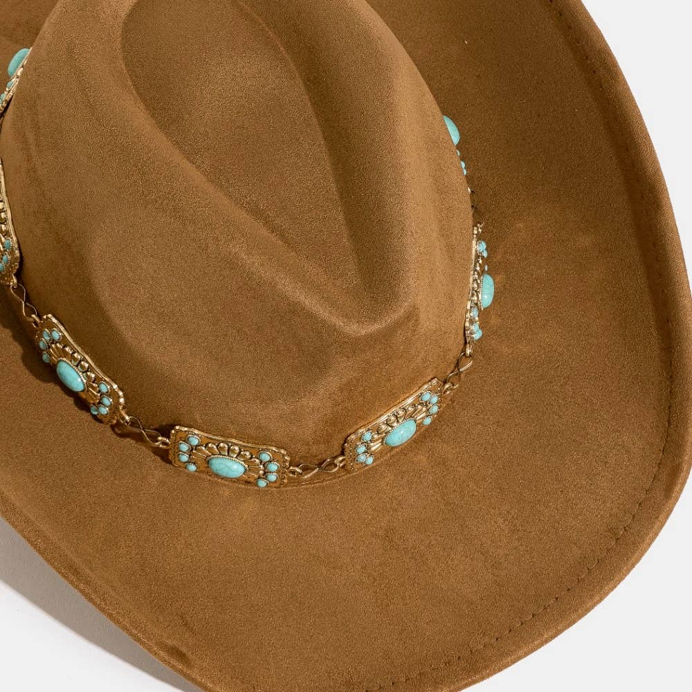 Western Rectangle Concho Chain Cowboy Hat