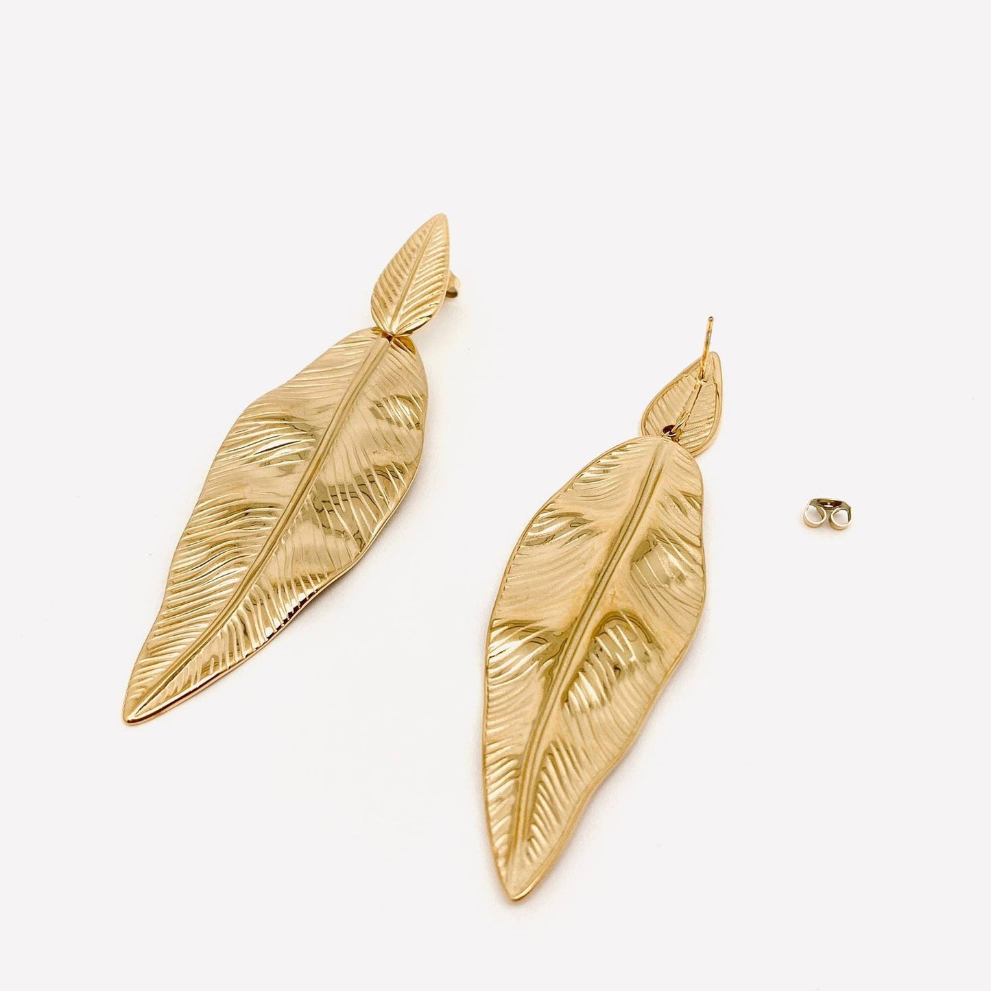 18K Gold Plated Feather earrings