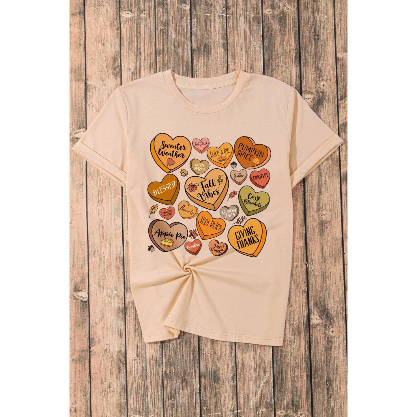 Heart Graphic Round Neck Short Sleeve T-Shirt