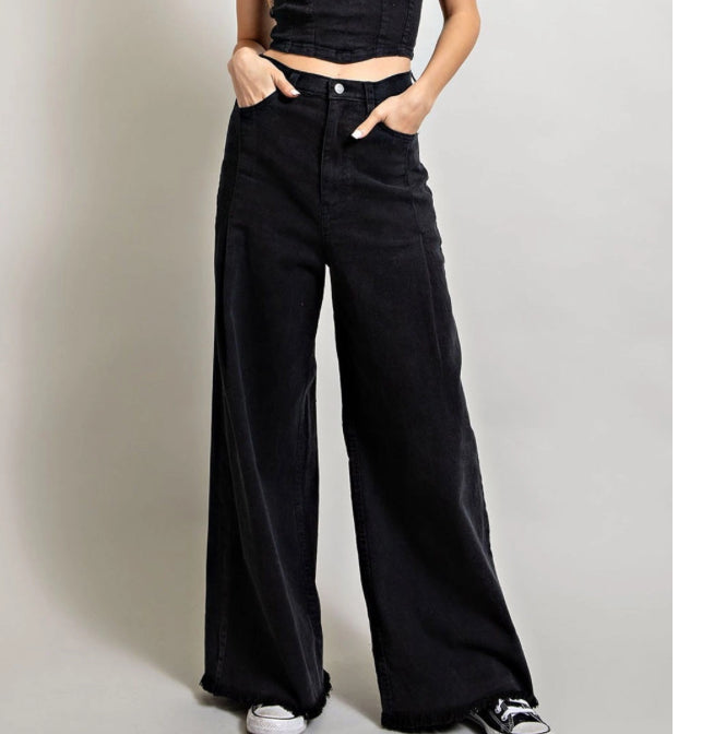 Wide leg black jeans