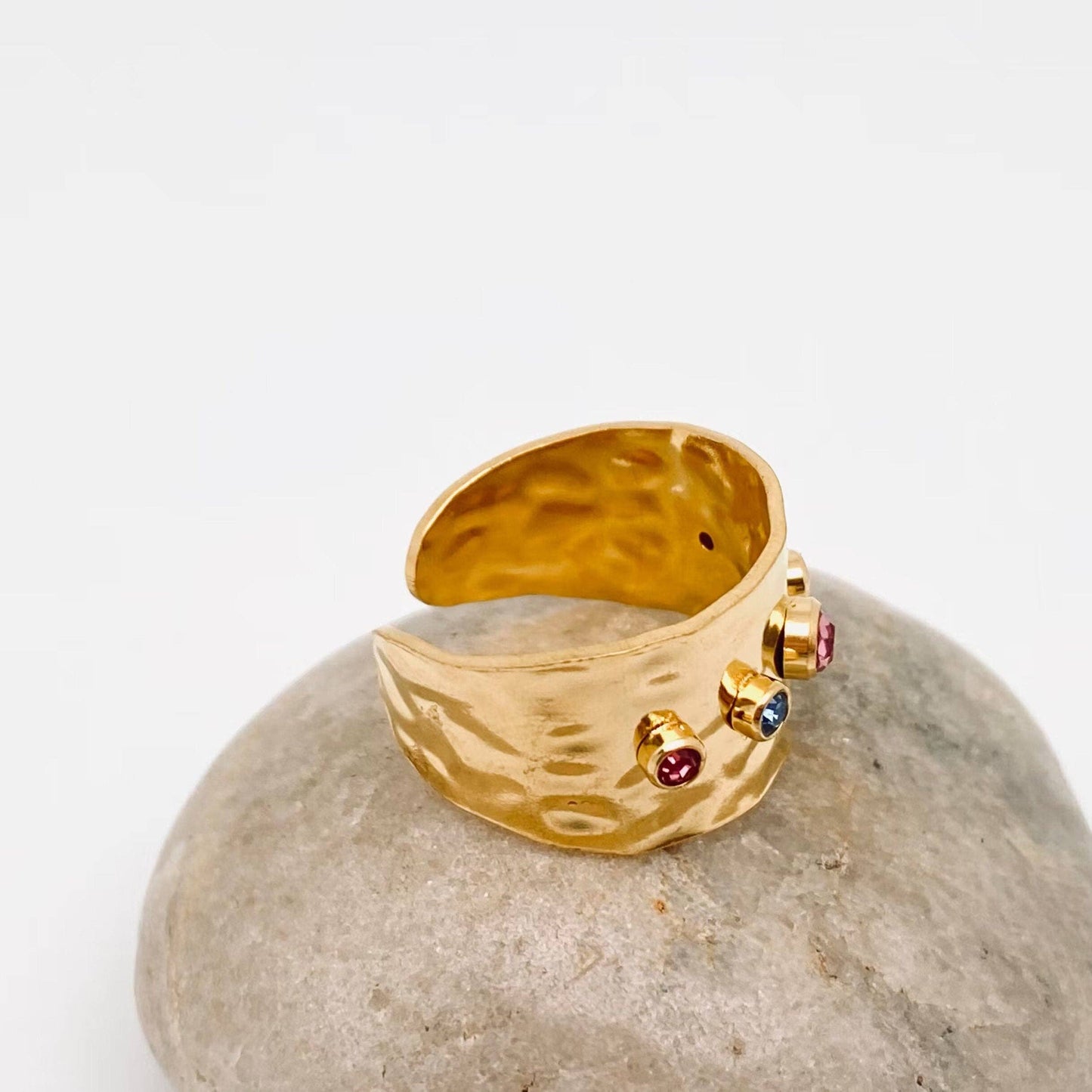 Non tarnish multi stone ring