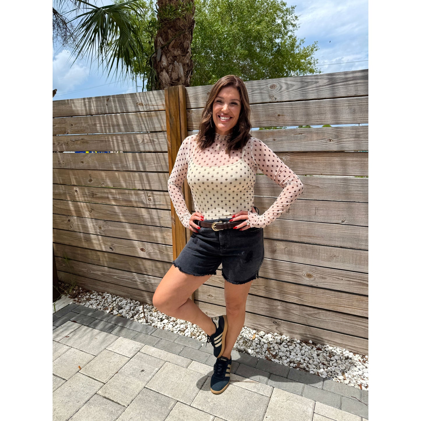 Lace Long Sleeve See Through Top