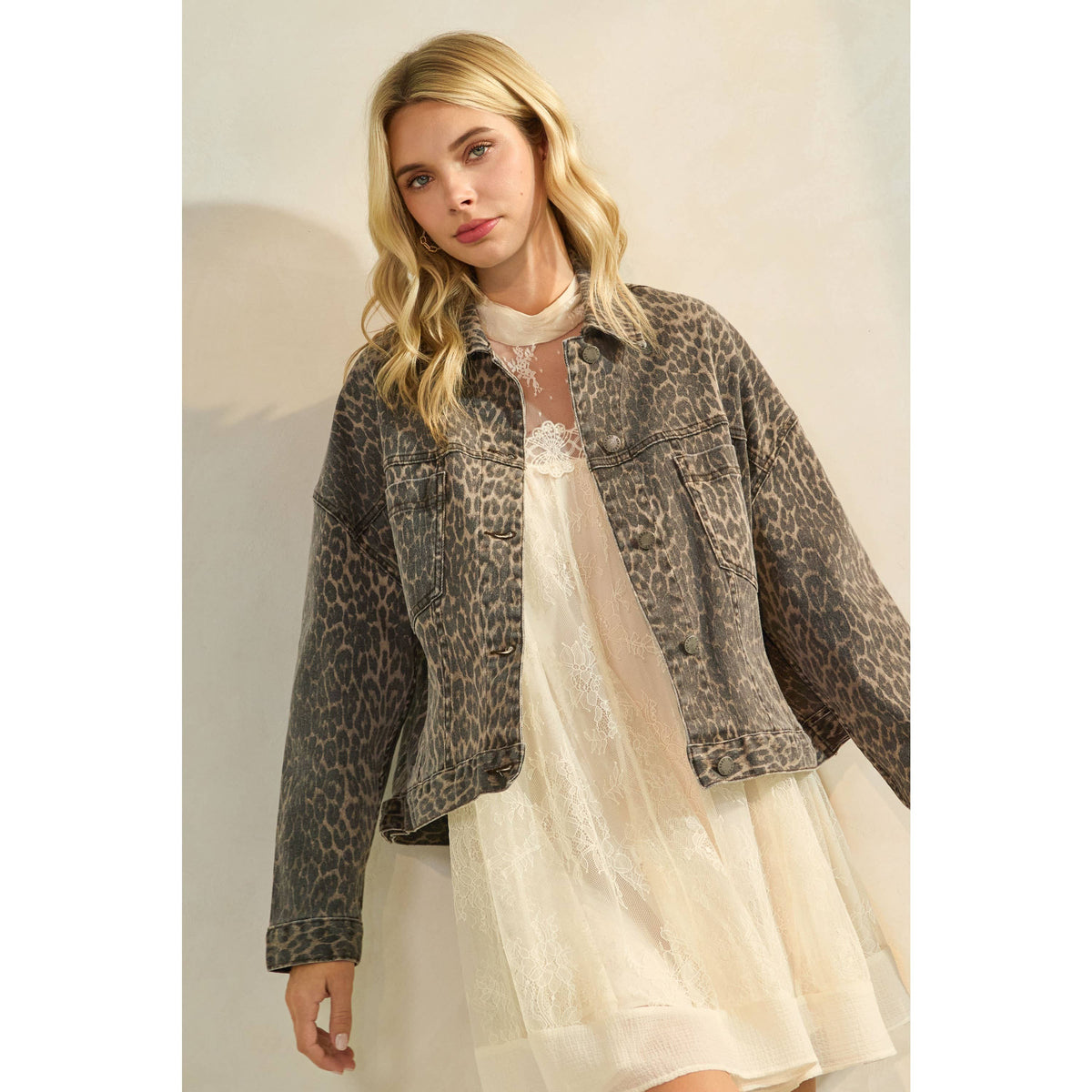 The Sarah Leopard Denim Jacket