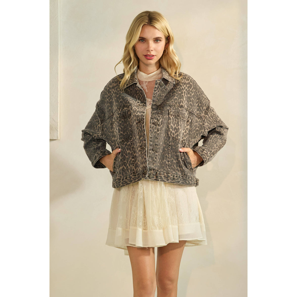 The Sarah Leopard Denim Jacket