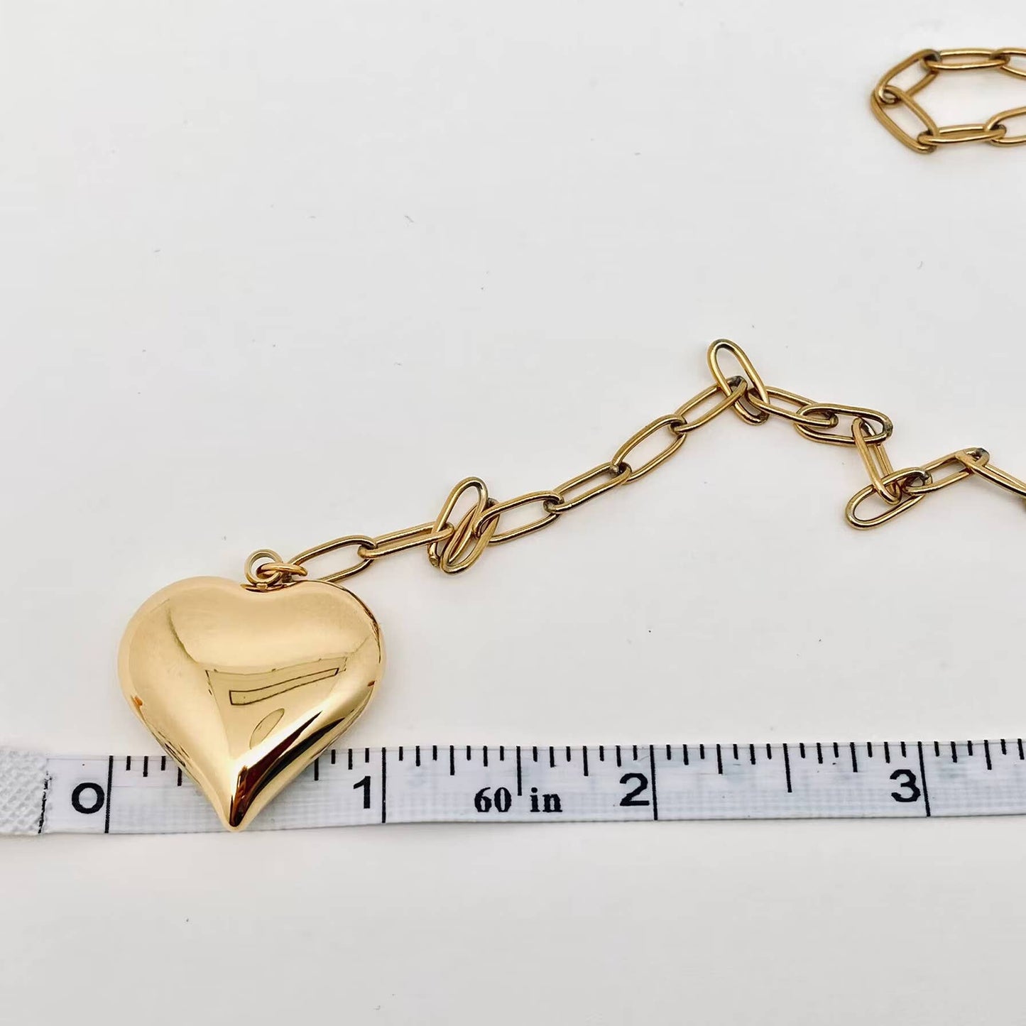 Paper Clip Design Chain Heart-shaped Charm Necklace