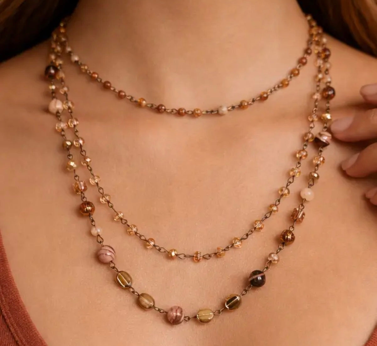 Triple Layer Beaded Necklace
