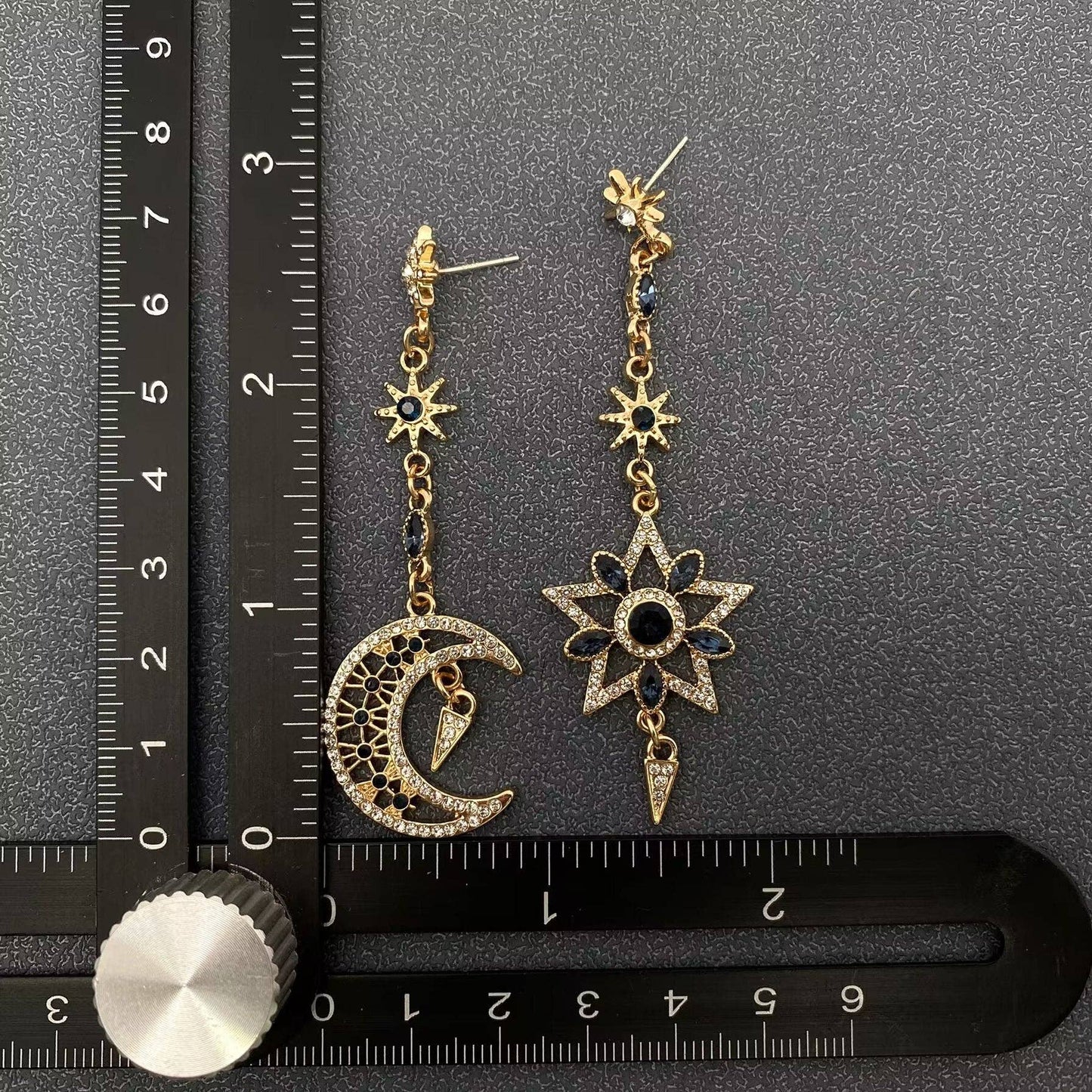 Sparkling Cubic Zirconia Star Moon Asymmetric Earrings