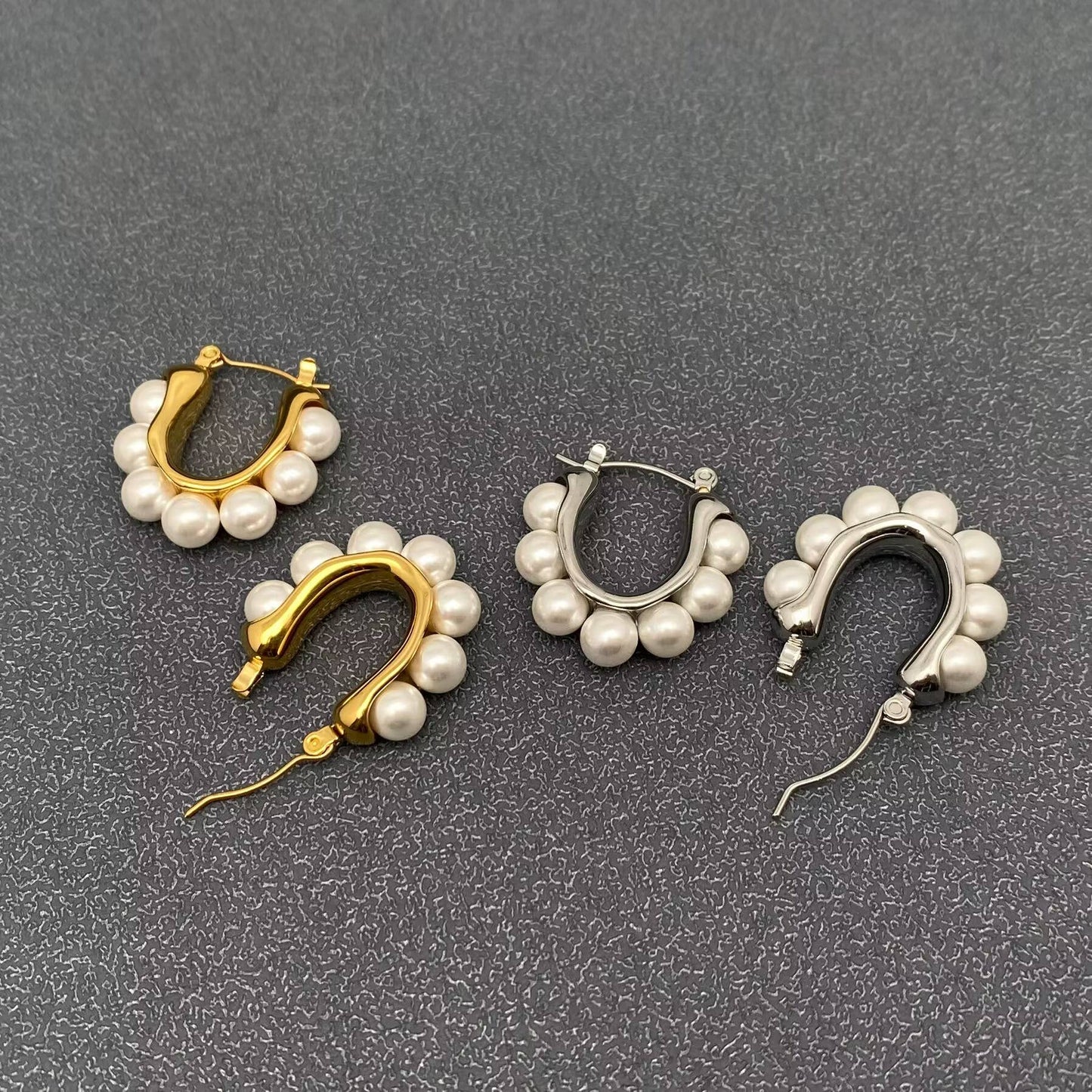 Pearl Hoop Earrings 18K Gold Plated