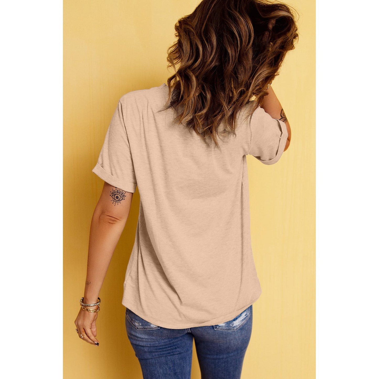 Heart Graphic Round Neck Short Sleeve T-Shirt