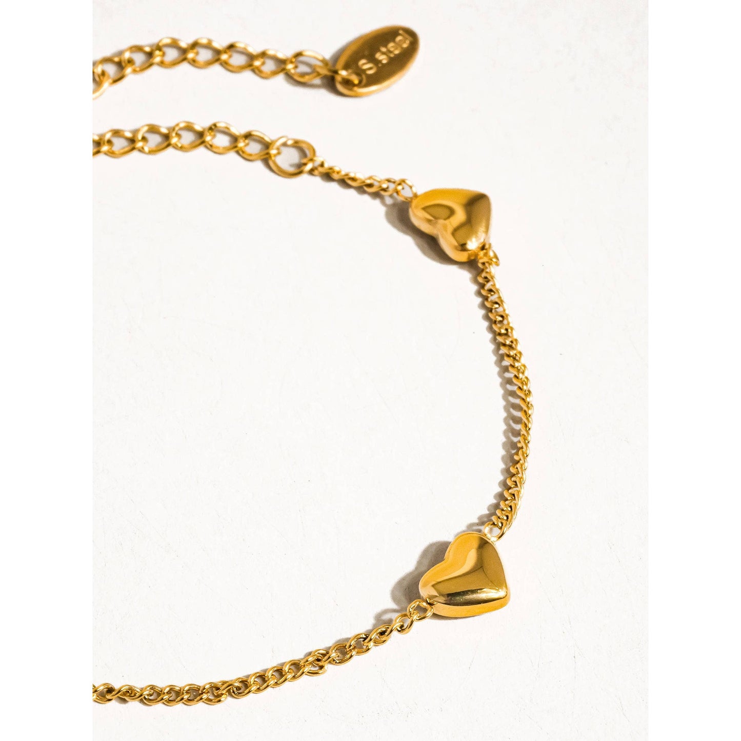 Vivre 18K Gold Non-Tarnish Petite Heart Bracelet, Necklace