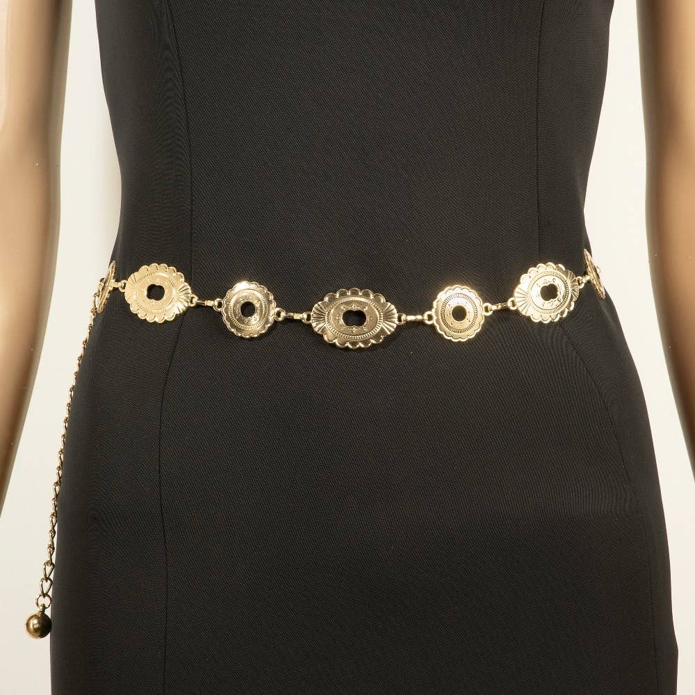 Simple Western Concho Oval Chain Belt