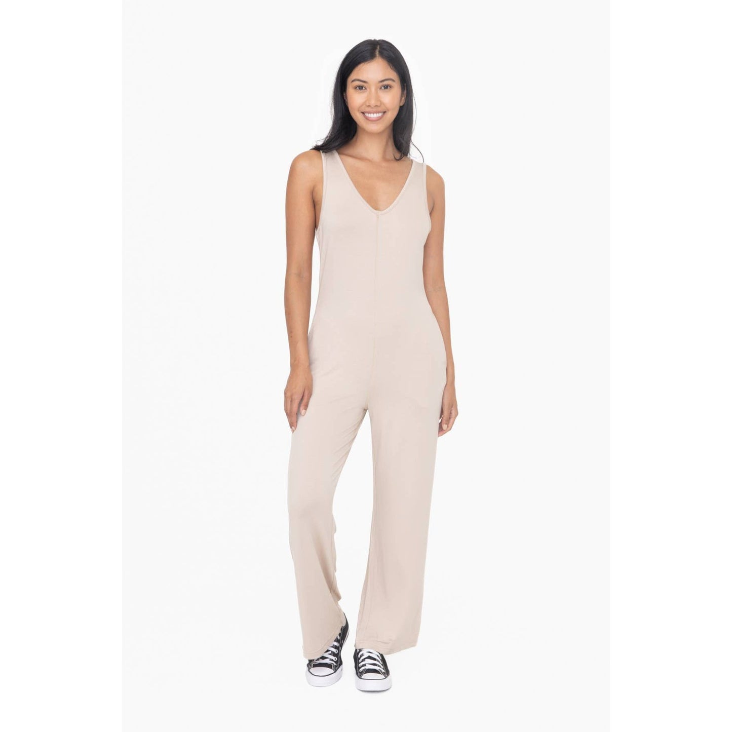 French Terry wide leg lounge jumpsuit