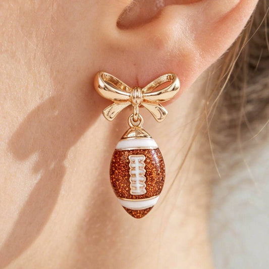 Game Day Bow Football Earrings
