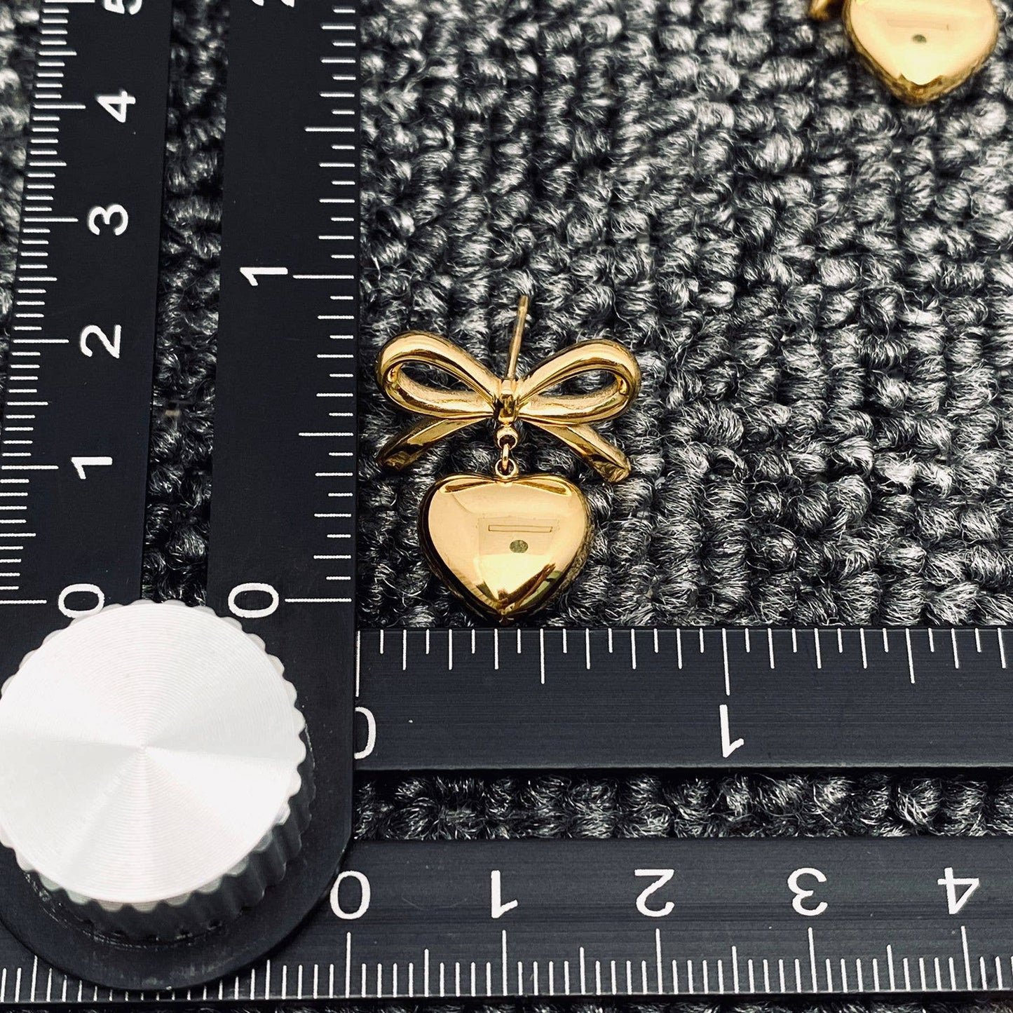 Non Tarnish! 18K Gold Plated Heart bow earrings