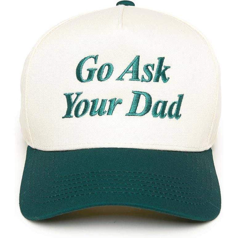 Two Tone Cap - Go Ask Your Dad - Beige/Green