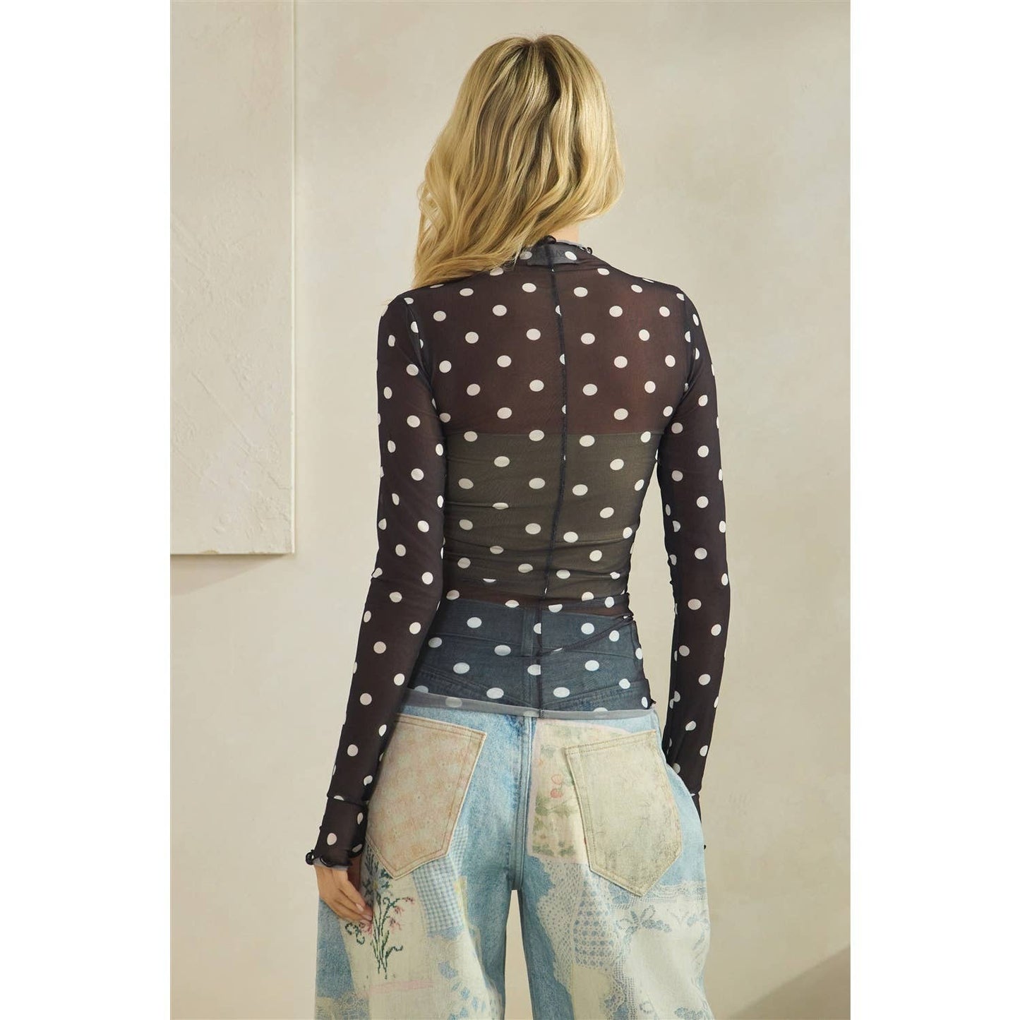 Lace Long Sleeve See Through Top
