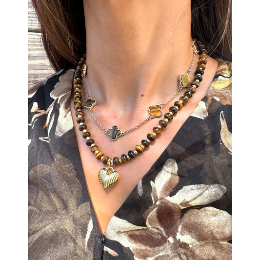Tigers Eye Heart Necklace by Bourbon and Boweties