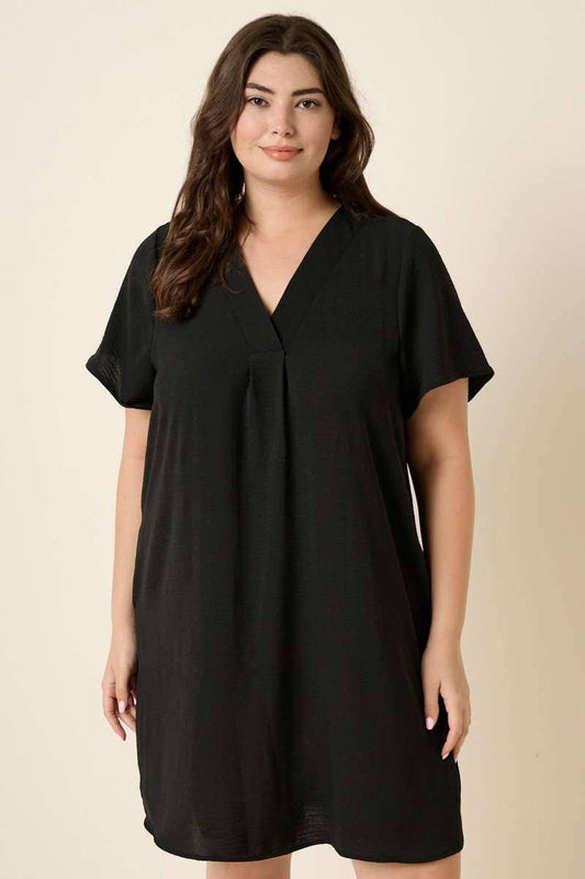 Airflow V-Neck Short Sleeve Dress - Curvy