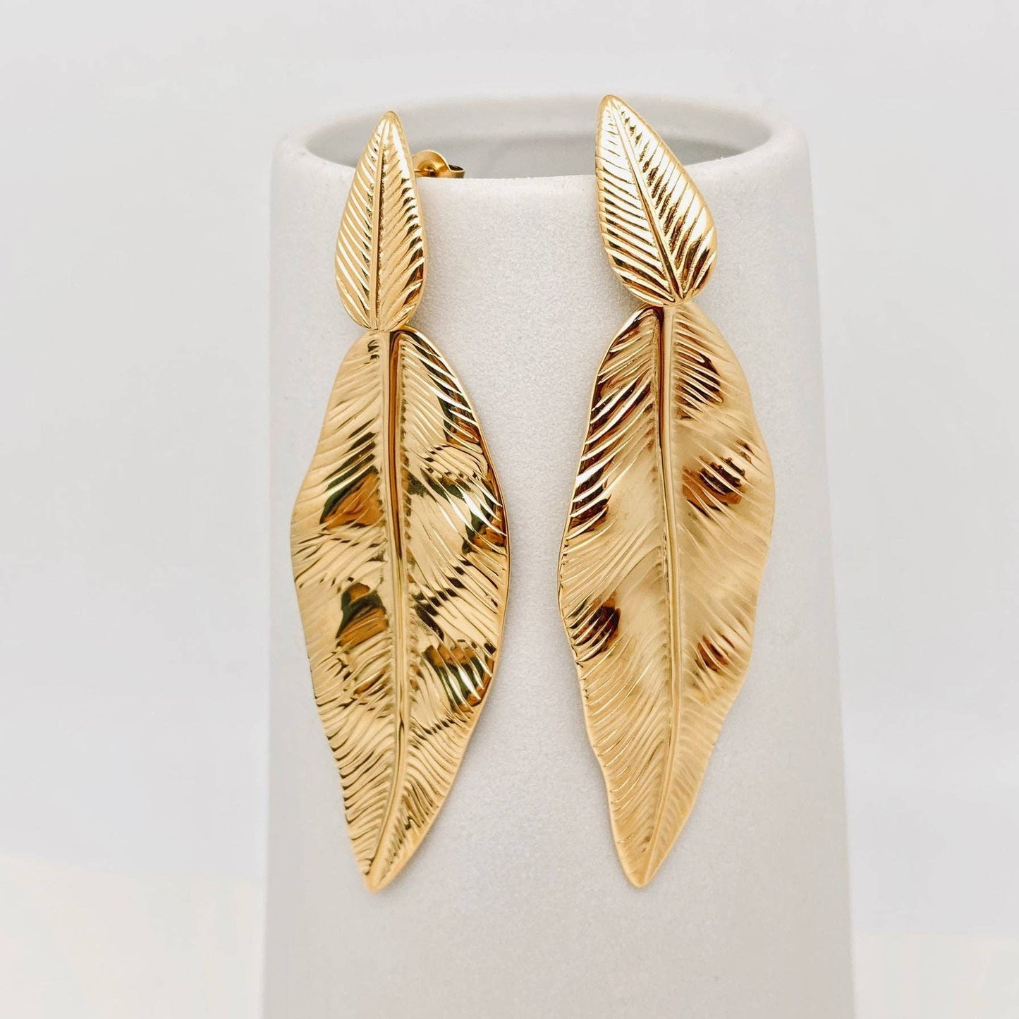 18K Gold Plated Feather earrings