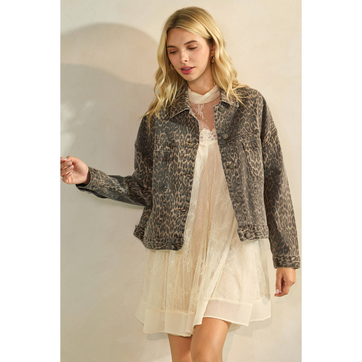 The Sarah Leopard Denim Jacket