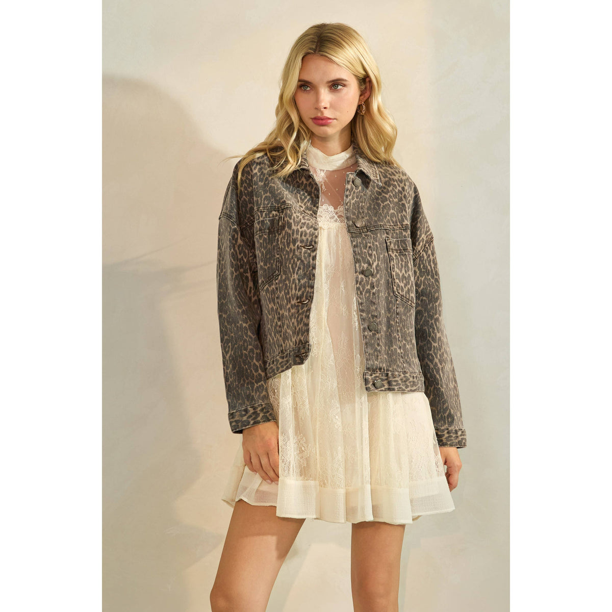 The Sarah Leopard Denim Jacket