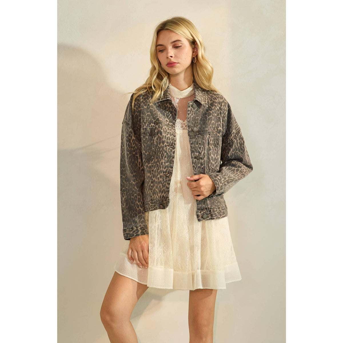 The Sarah Leopard Denim Jacket