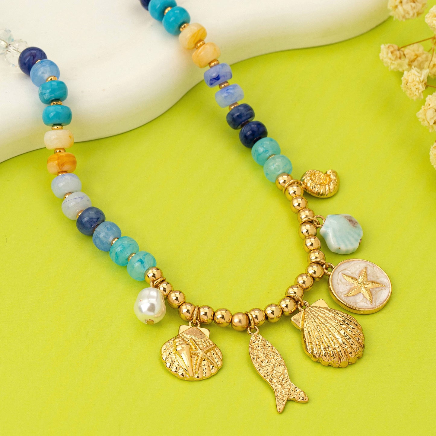 Nautical Blue Sealife Charm Necklace