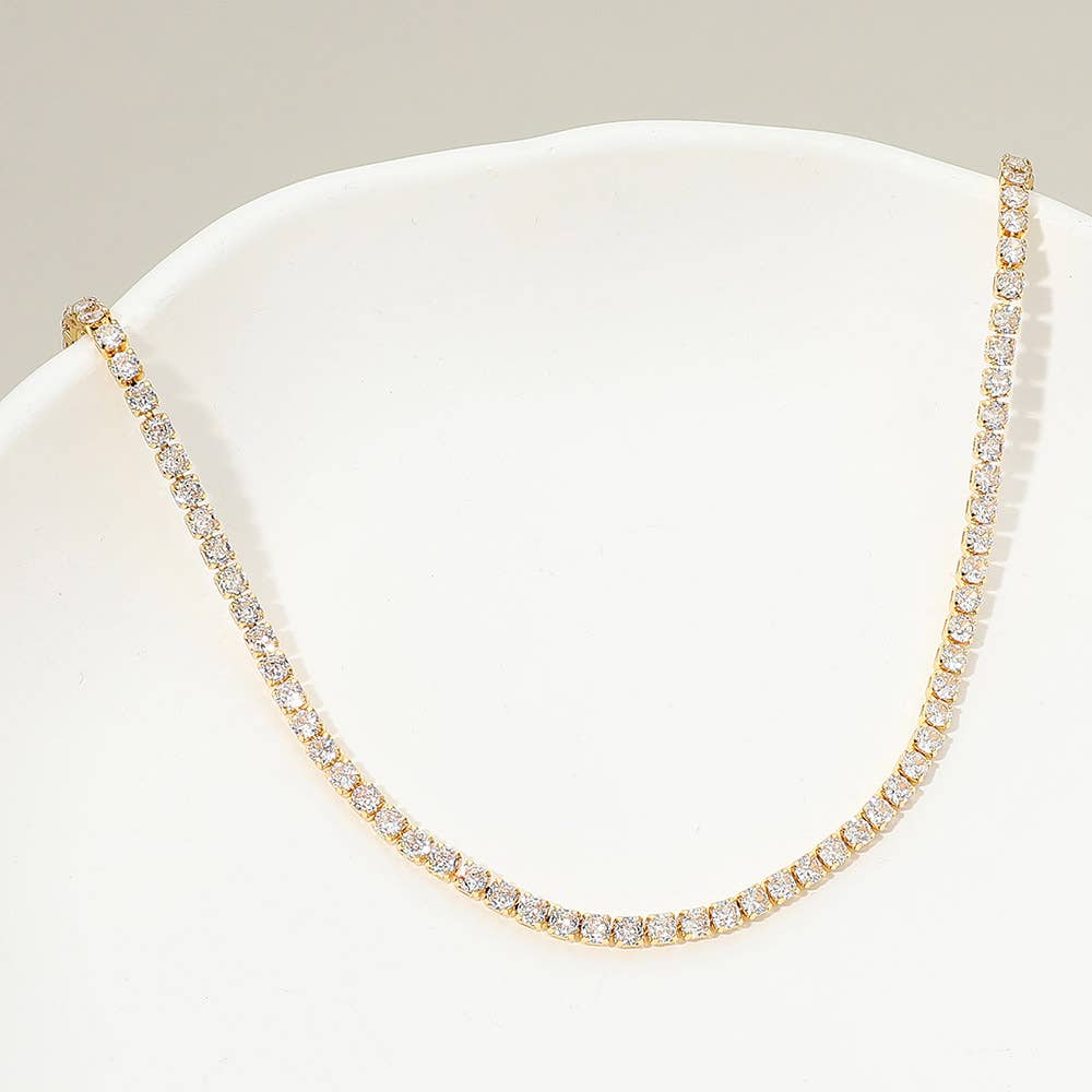 Tennis Necklace 18kt gold pkated