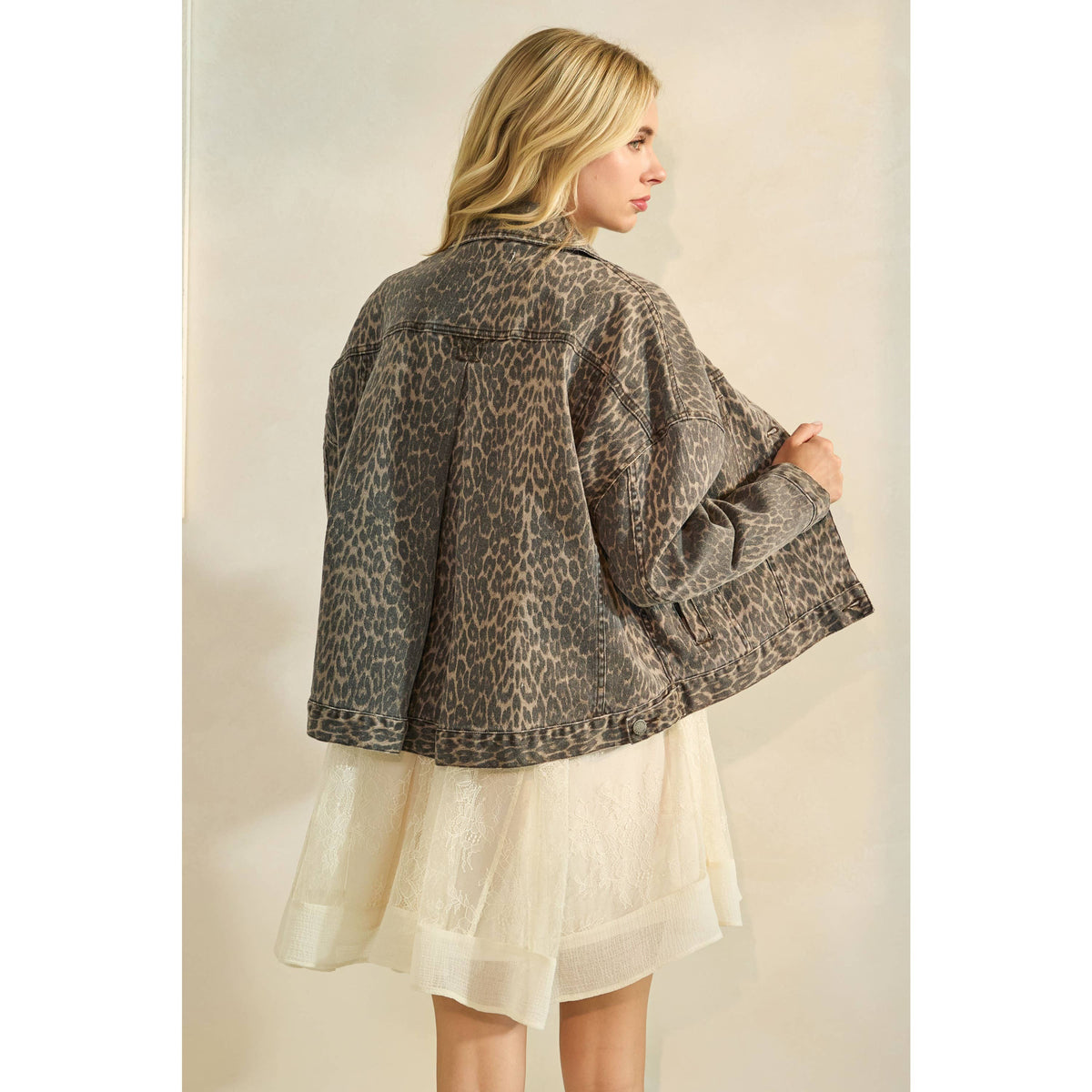 The Sarah Leopard Denim Jacket