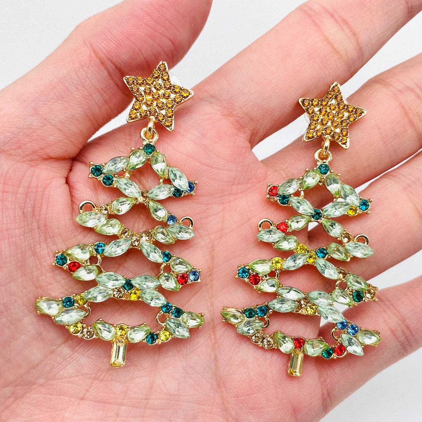 Christmas Tree  Rhinestone Star earring