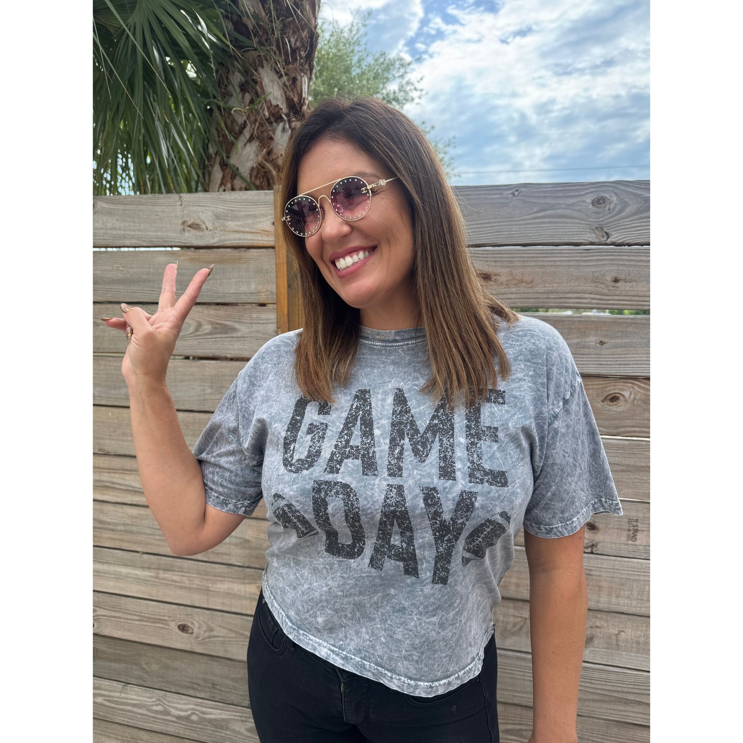 GAME DAY FOOTBALL LONG CROP TOP