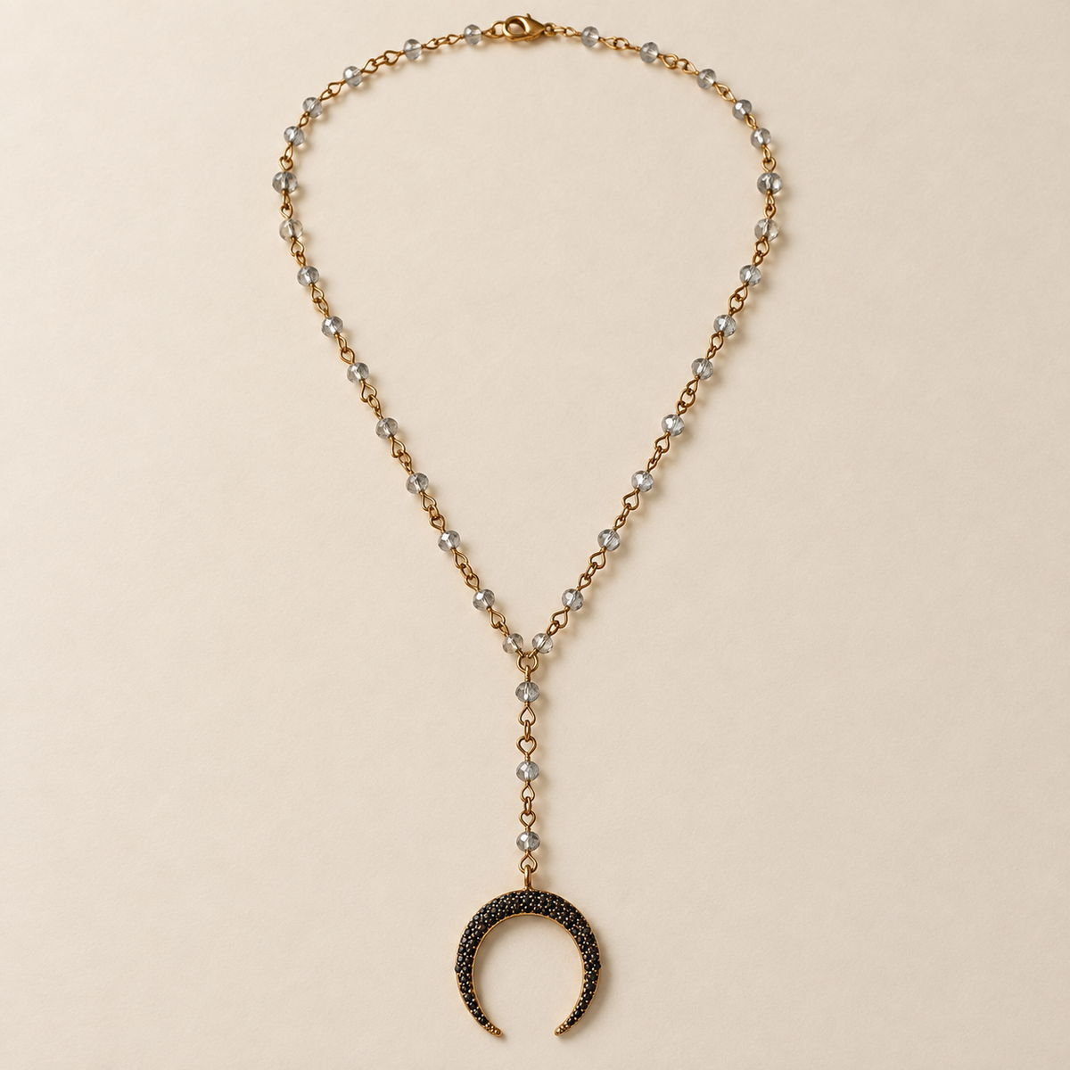 Moonlit Beaded Pendant Necklace