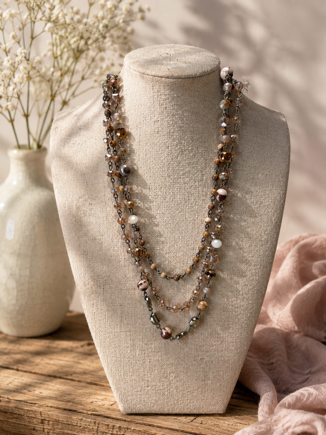 Triple Layer Beaded Necklace