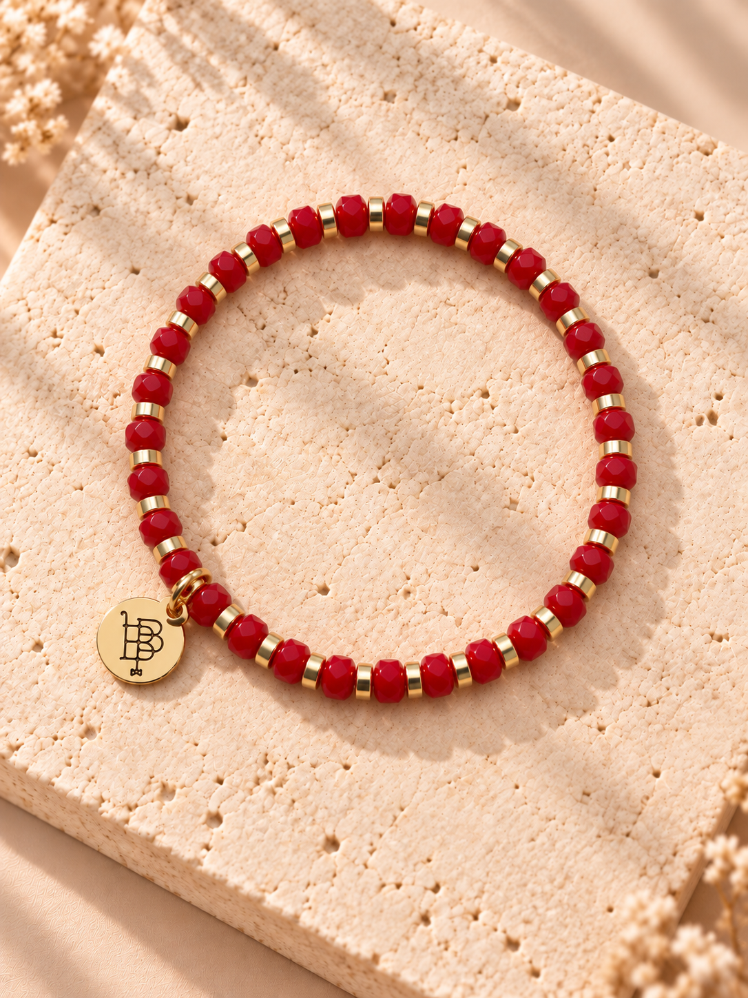Gigi Stretch Bracelet - Red Faceted