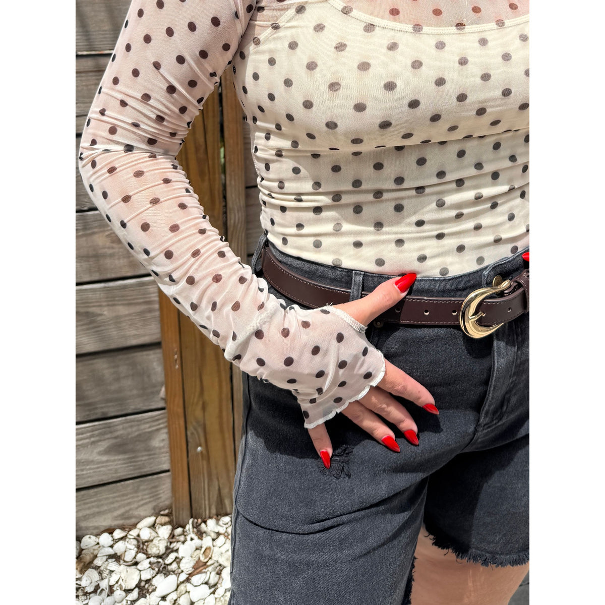 Lace Long Sleeve See Through Top