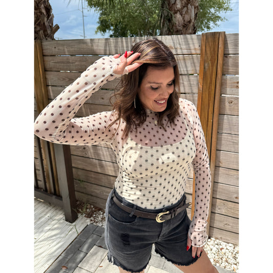 Lace Long Sleeve See Through Top