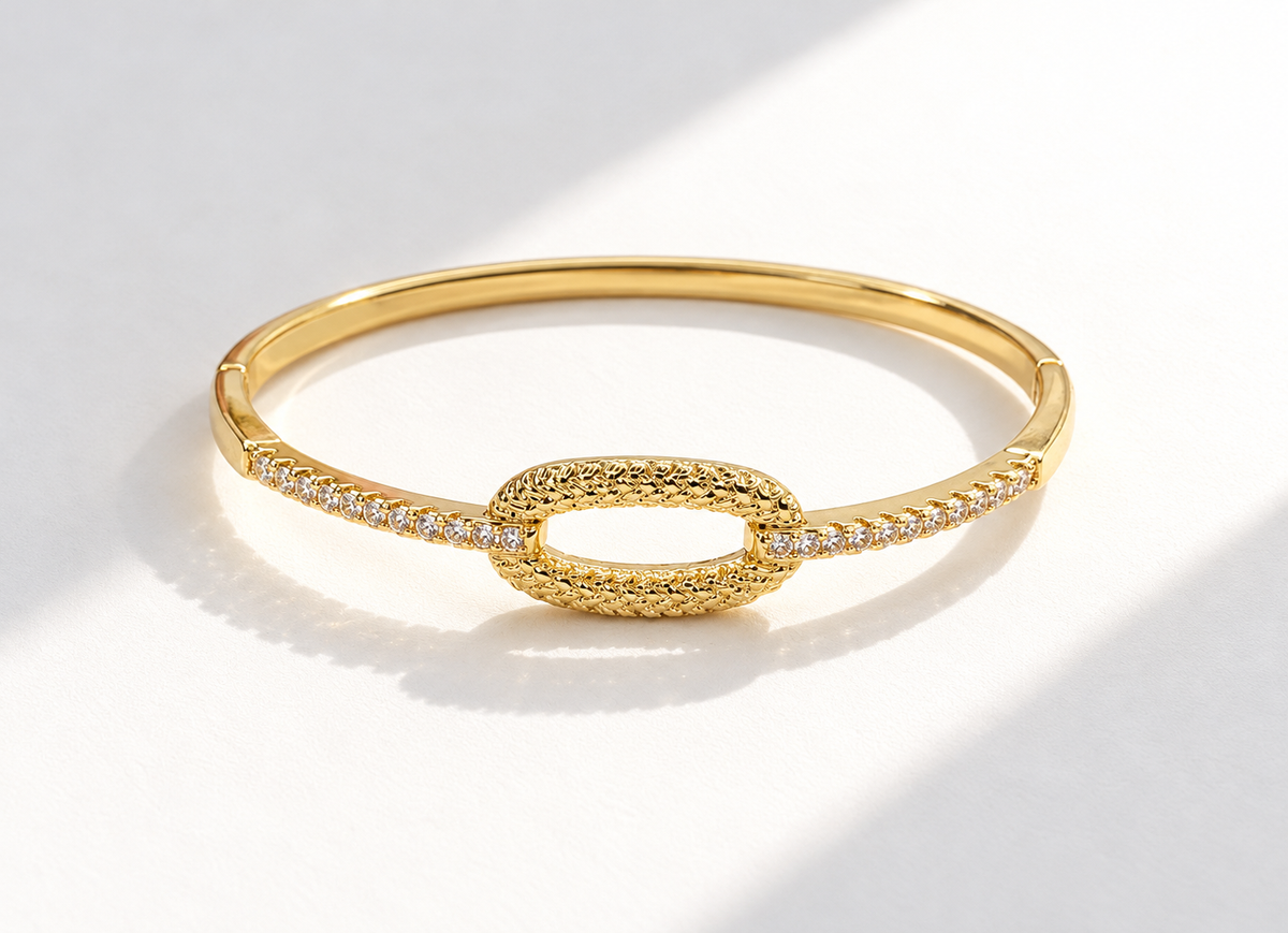 Gilded Grace Crystal Bangle
