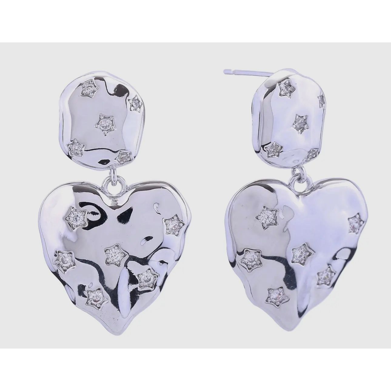 Pavé heart earrings (silver)