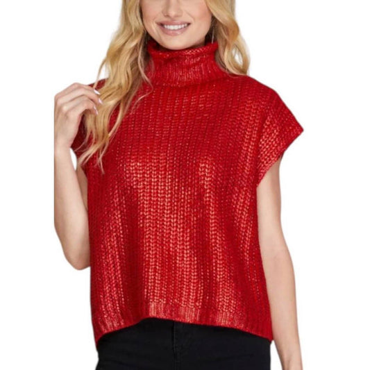 Festive & Fun Metallic sweater Red