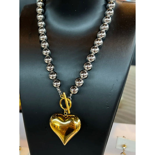 Heart Choker Necklace Non-Tarnish