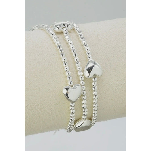 Heart stretch Bracelet set (silver)
